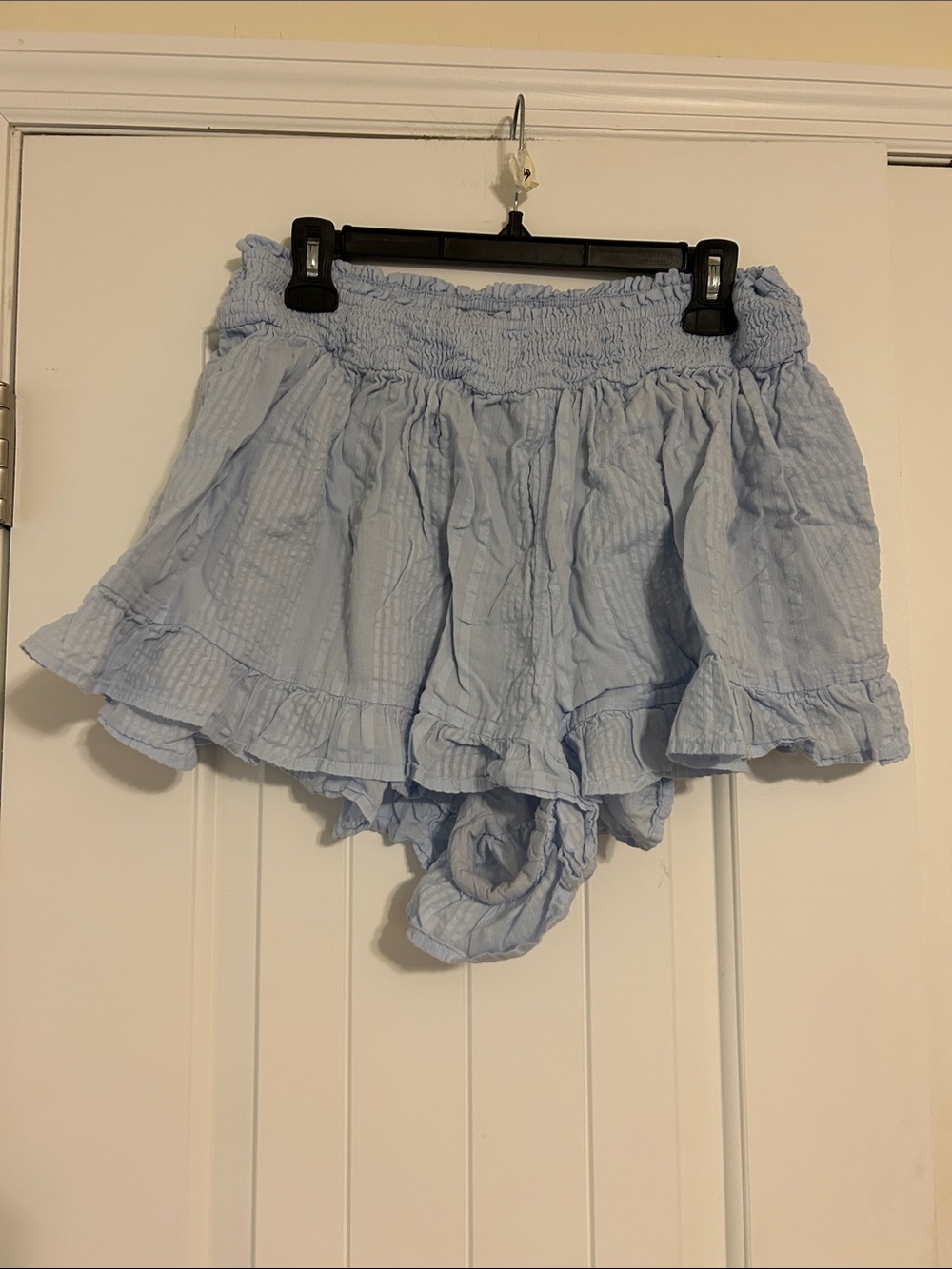 aerie Light Blue Ruffle Smocked Short